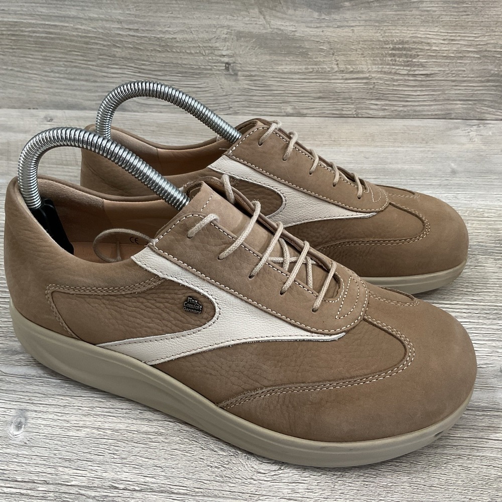Finn Comfort W 5.5 UK/ US 8 Ikebukuro Beige Tan White Sneakers Walking Shoes EUC